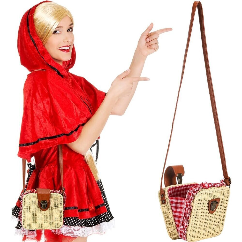 Wicker Basket Rattan Bag Crossbody Boho Club Picnic Halloween Accessory